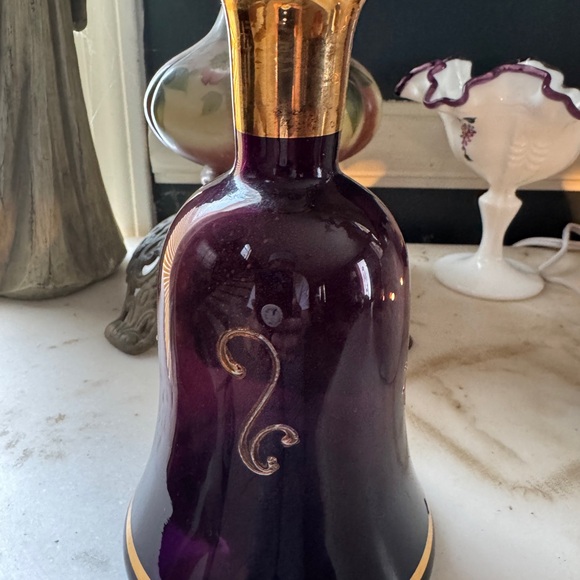 Vintage Purple & Gold Glass Decanter (Missing Stopper) - Picture 2 of 6